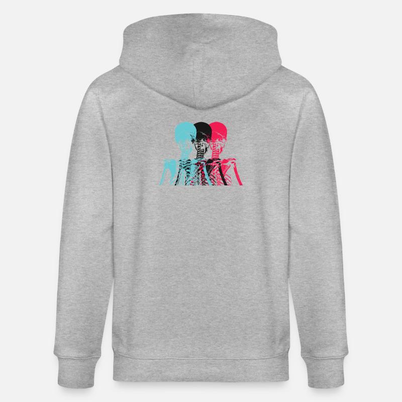 Pop Art Skeleton Neon Retro Design - Stanley/Stella Unisex Bio-Kapuzenjacke CULTIVATOR  - Grau meliert