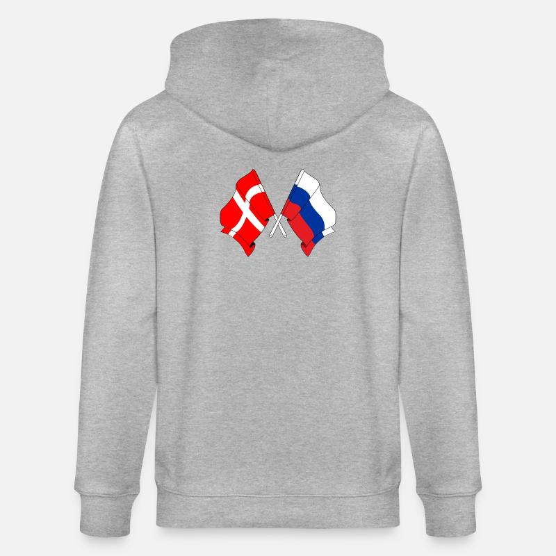 Drapeau Danemark, drapeau Russie - Veste à capuche bio CULTIVATOR Stanley/Stella Unisexe - gris chiné