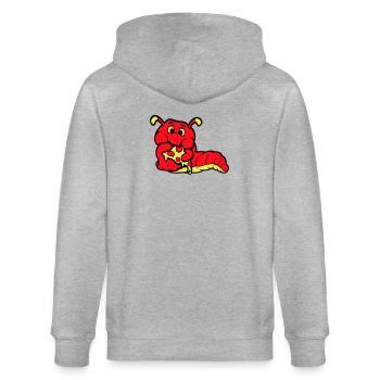 Chenille ver Happy Eating Pizza Salami Restauration rapide - Veste à capuche bio CULTIVATOR Stanley/Stella Unisexe - gris chiné - Dos - Luana (180cm)