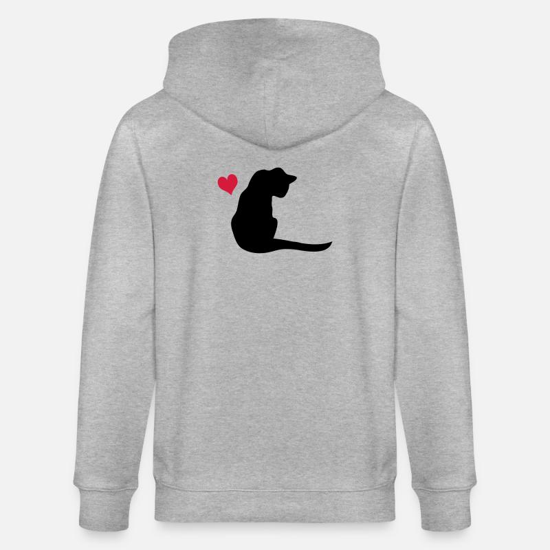 Katze - Stanley/Stella Unisex Bio-Kapuzenjacke CULTIVATOR  - Grau meliert