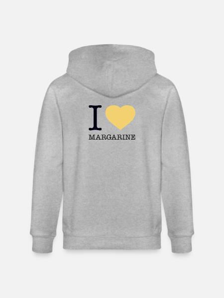I LOVE MARGARINE - Stanley/Stella CULTIVATOR Unisex Organic Hooded Jacket - heather grey
