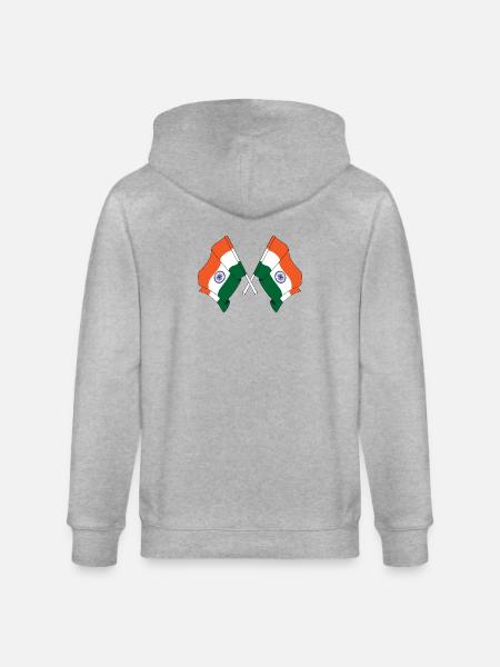 Deux drapeaux de l’Inde croisés - Veste à capuche bio CULTIVATOR Stanley/Stella Unisexe - gris chiné