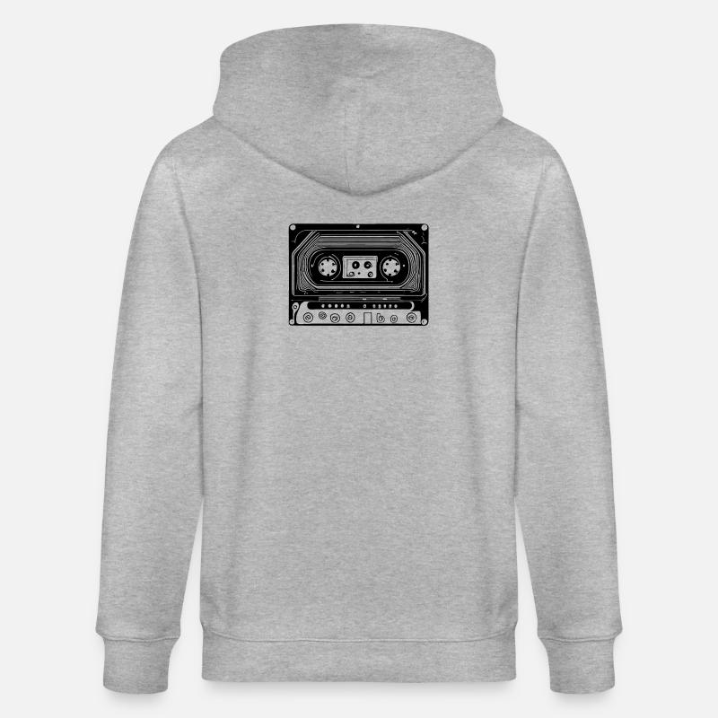 Cassette audio design rétro noir - Veste à capuche bio CULTIVATOR Stanley/Stella Unisexe - gris chiné