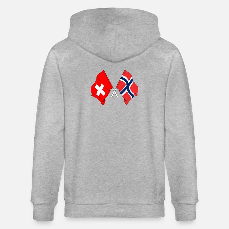 Drapeau de la Suisse et drapeau de la Norvège - Veste à capuche bio CULTIVATOR Stanley/Stella Unisexe - gris chiné