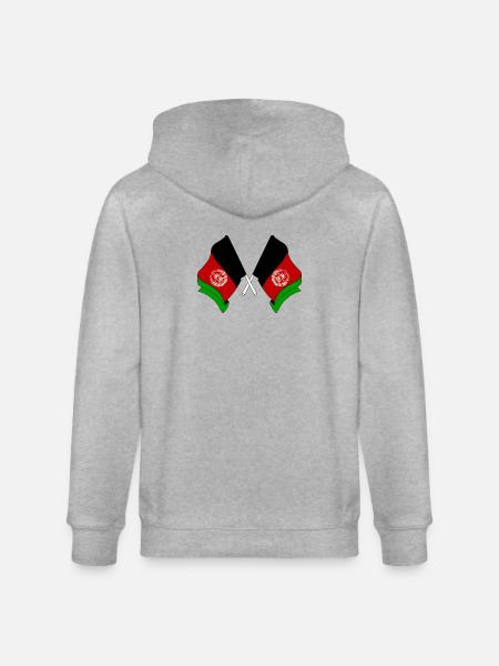 Two flags crossed of Afghanistan - Stanley/Stella CULTIVATOR  Unisex Organic Hooded Jacket - heather grey
