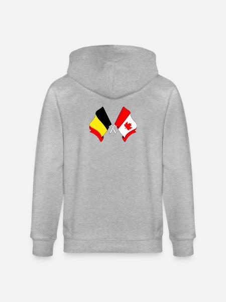 Flag of Belgium, flag Canada - Stanley/Stella CULTIVATOR  Unisex Organic Hooded Jacket - heather grey