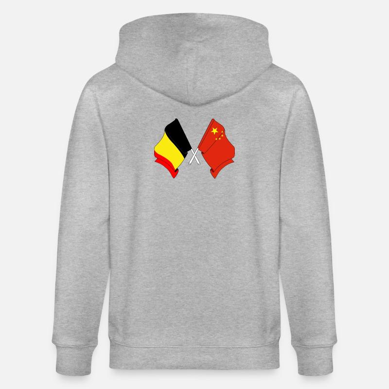 Drapeau Belgique Drapeau Chine - Veste à capuche bio CULTIVATOR Stanley/Stella Unisexe - gris chiné