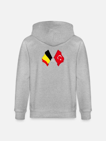 Drapeau Belgique, drapeau Turquie - Veste à capuche bio CULTIVATOR Stanley/Stella Unisexe - gris chiné