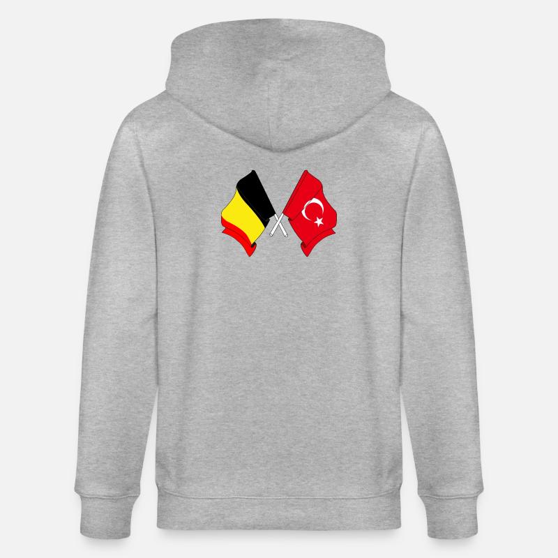 Drapeau Belgique, drapeau Turquie - Veste à capuche bio CULTIVATOR Stanley/Stella Unisexe - gris chiné