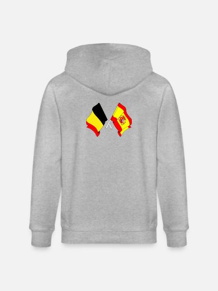 Flag Belgium, flag Spain - Stanley/Stella CULTIVATOR  Unisex Organic Hooded Jacket - heather grey
