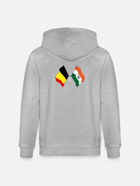Flag Belgium, flag India - Stanley/Stella CULTIVATOR Unisex Organic Hooded Jacket - heather grey