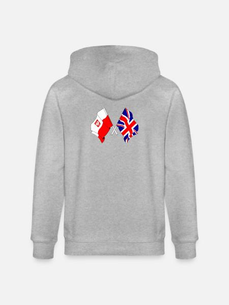 Flag Poland, flag England - Stanley/Stella CULTIVATOR  Unisex Organic Hooded Jacket - heather grey