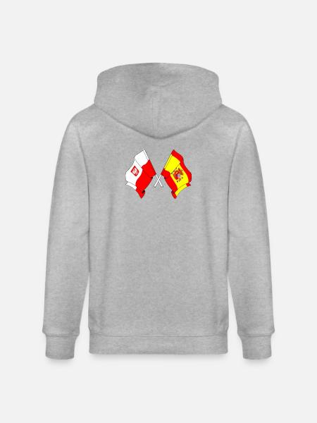 Flag Poland, flag Spain - Stanley/Stella CULTIVATOR  Unisex Organic Hooded Jacket - heather grey