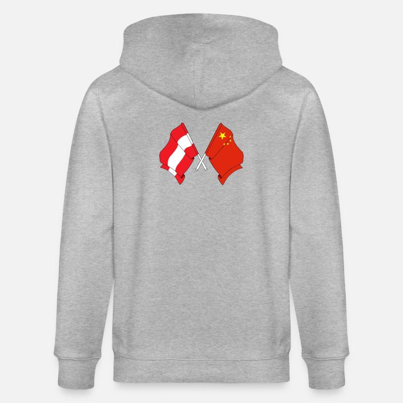 Drapeau Autriche, drapeau Chine - Veste à capuche bio CULTIVATOR Stanley/Stella Unisexe - gris chiné