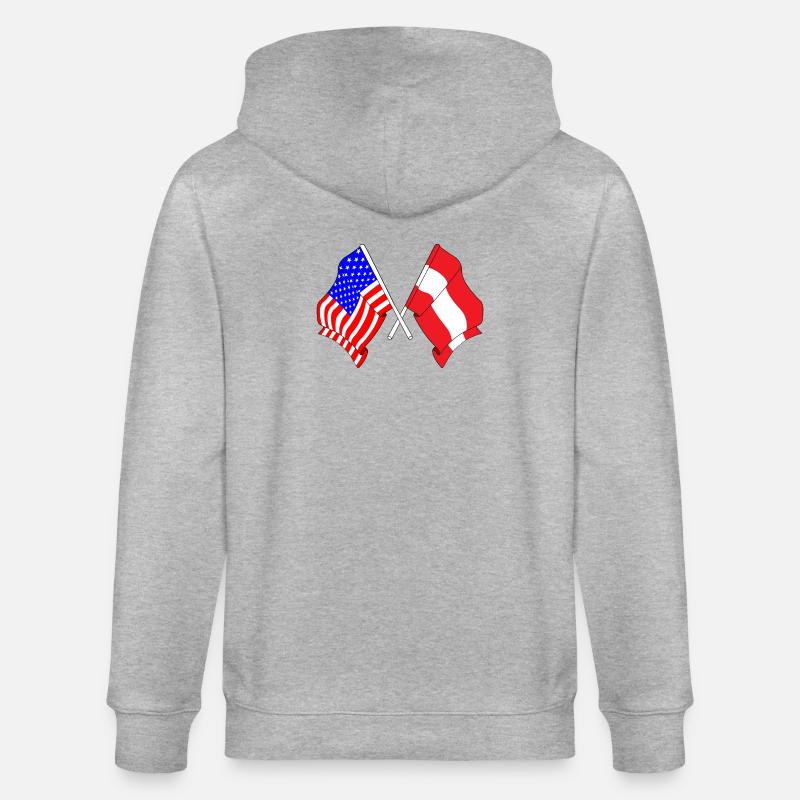 Drapeau des États-Unis, drapeau de l’Autriche - Veste à capuche bio CULTIVATOR Stanley/Stella Unisexe - gris chiné