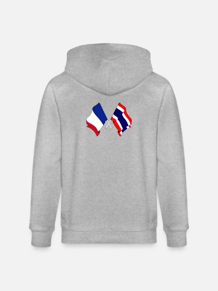 Flag France Thailand - Stanley/Stella CULTIVATOR Unisex Organic Hooded Jacket - heather grey