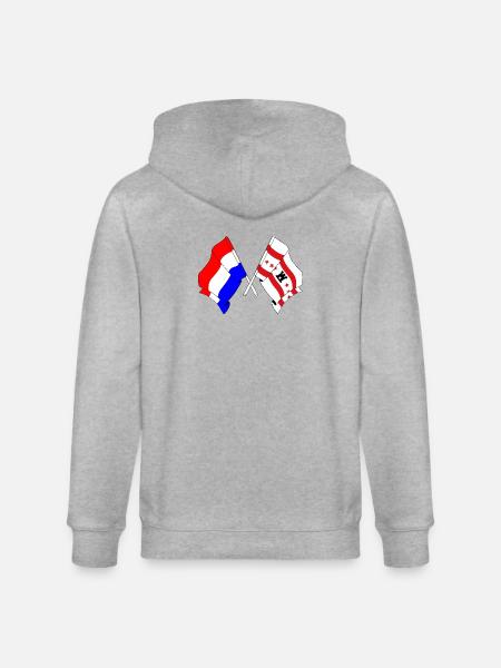 Flag of the Netherlands, Drenthe crossed - Stanley/Stella CULTIVATOR Unisex Organic Hooded Jacket - heather grey