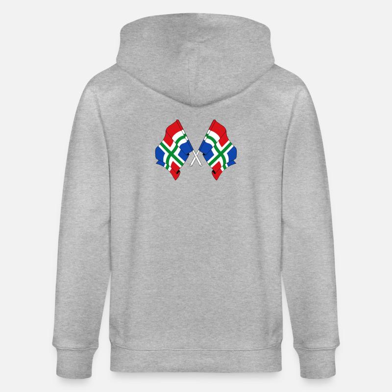 Zwei Flaggen der Provinz Groningen - Stanley/Stella Unisex Bio-Kapuzenjacke CULTIVATOR  - Grau meliert