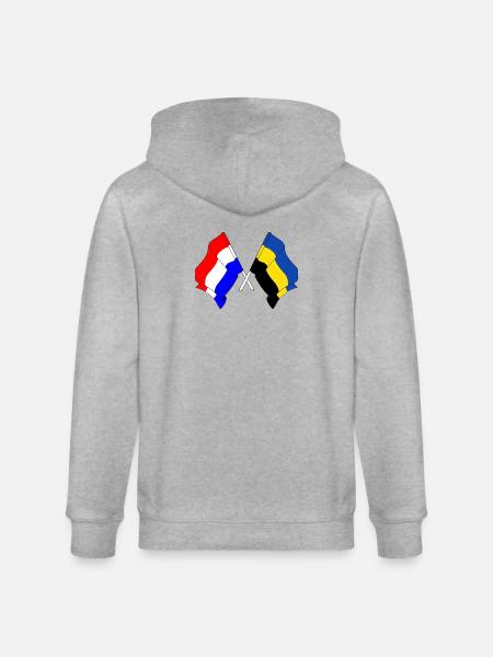Flag Netherlands, Gelderland crossed - Stanley/Stella CULTIVATOR Unisex Organic Hooded Jacket - heather grey