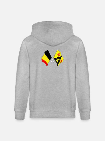Flag Belgium and flag Walloon Brabant - Stanley/Stella CULTIVATOR Unisex Organic Hooded Jacket - heather grey