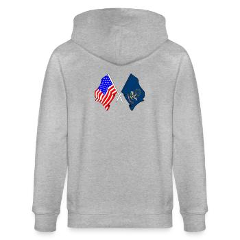 Drapeau des États-Unis et du Dakota du Nord croisé - Veste à capuche bio CULTIVATOR Stanley/Stella Unisexe - gris chiné - Dos - Luana (180cm)