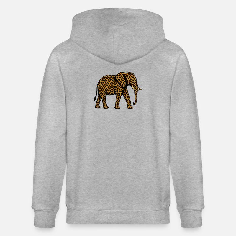 Leopard Elephant Pattern - Stanley/Stella CULTIVATOR  Unisex Organic Hooded Jacket - heather grey