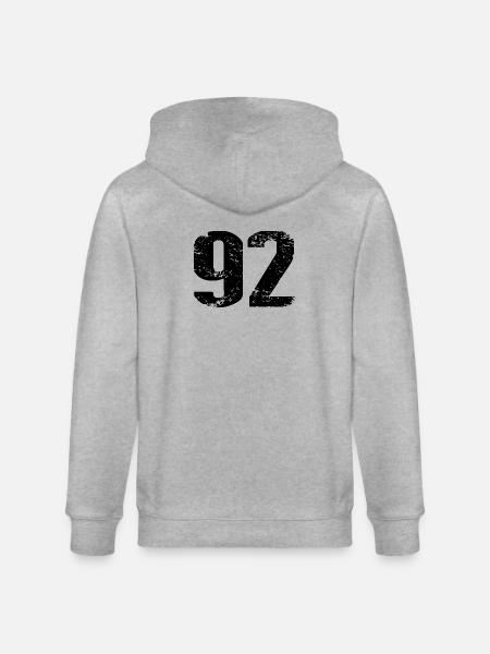 92 Number Jersey - Stanley/Stella CULTIVATOR  Unisex Organic Hooded Jacket - heather grey