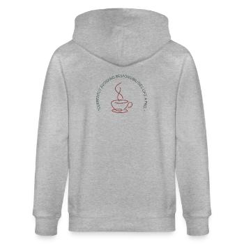 Minimalistisches Kaffeetassen-Linien-Art-Design - Stanley/Stella Unisex Bio-Kapuzenjacke CULTIVATOR  - Grau meliert - Hinten - Luana (180cm)