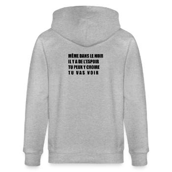 Auch im Dunkeln - Stanley/Stella Unisex Bio-Kapuzenjacke CULTIVATOR  - Grau meliert - Hinten - Luana (180cm)