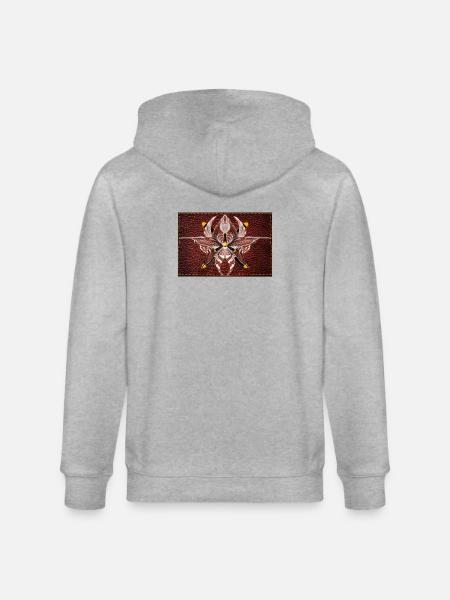 Firewing Mandala on Leather Look - Stanley/Stella CULTIVATOR  Unisex Organic Hooded Jacket - heather grey