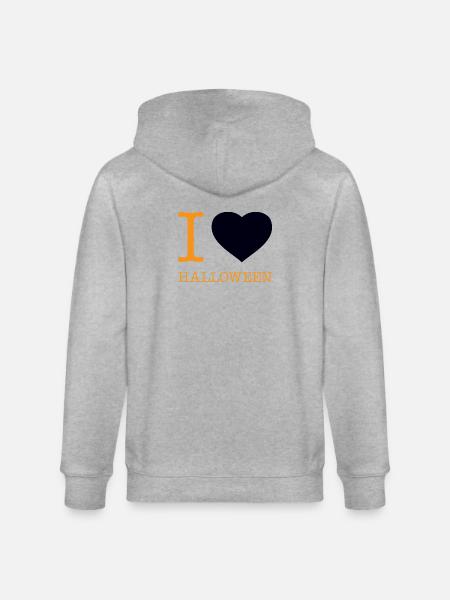 I Love Halloween - Stanley/Stella CULTIVATOR Unisex Organic Hooded Jacket - heather grey