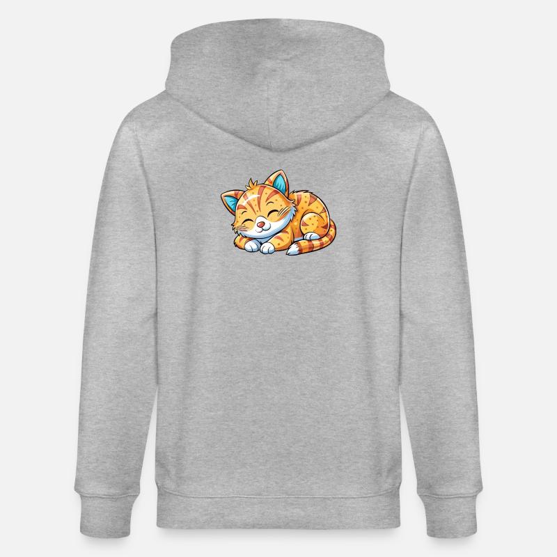 Chat endormi - Veste à capuche bio CULTIVATOR Stanley/Stella Unisexe - gris chiné