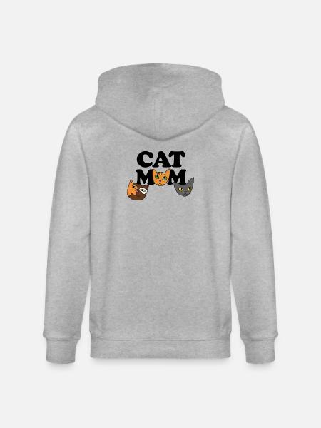 Three Cat Faces in Bold Palette - Stanley/Stella CULTIVATOR Unisex Organic Hooded Jacket - heather grey