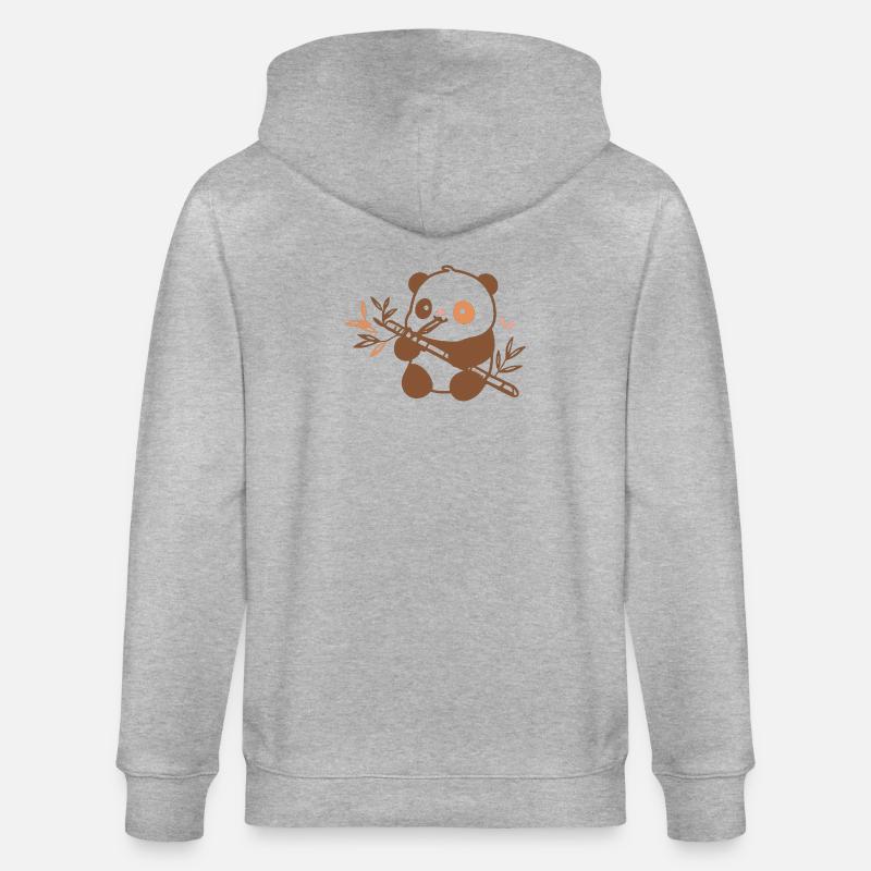Panda câlin avec du bambou - Veste à capuche bio CULTIVATOR Stanley/Stella Unisexe - gris chiné