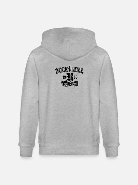 Rock and Roll Oldschool logo design - Stanley/Stella CULTIVATOR Unisex Organic Hooded Jacket - heather grey