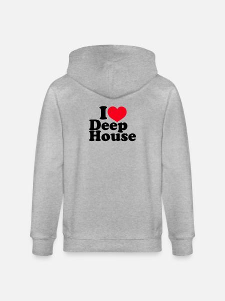 I Love Deep House - Stanley/Stella CULTIVATOR  Unisex Organic Hooded Jacket - heather grey