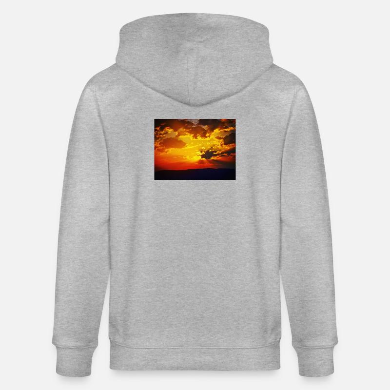 Sunset Fire Rays - Stanley/Stella CULTIVATOR Unisex Organic Hooded Jacket - heather grey