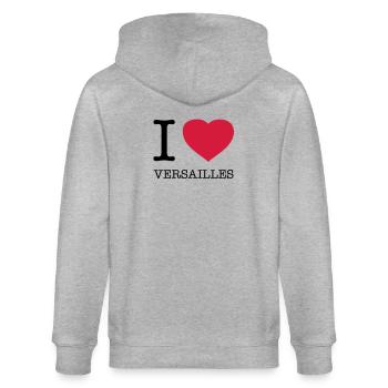 I LOVE VERSAILLES - Stanley/Stella Unisex Bio-Kapuzenjacke CULTIVATOR  - Grau meliert - Hinten - Luana (180cm)