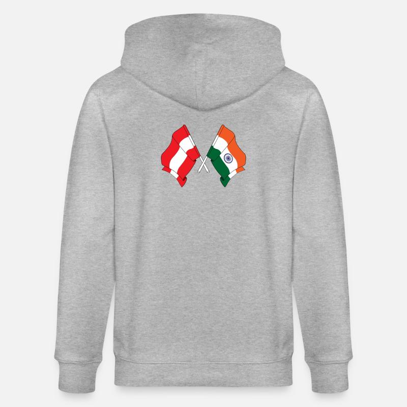 Drapeau Autriche, Drapeau Inde - Veste à capuche bio CULTIVATOR Stanley/Stella Unisexe - gris chiné