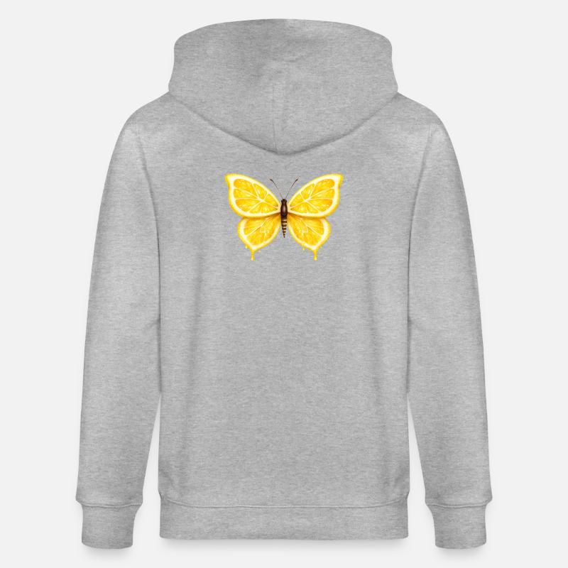 Ailes de citron – Papillon Fruit Lumineux - Veste à capuche bio CULTIVATOR Stanley/Stella Unisexe - gris chiné