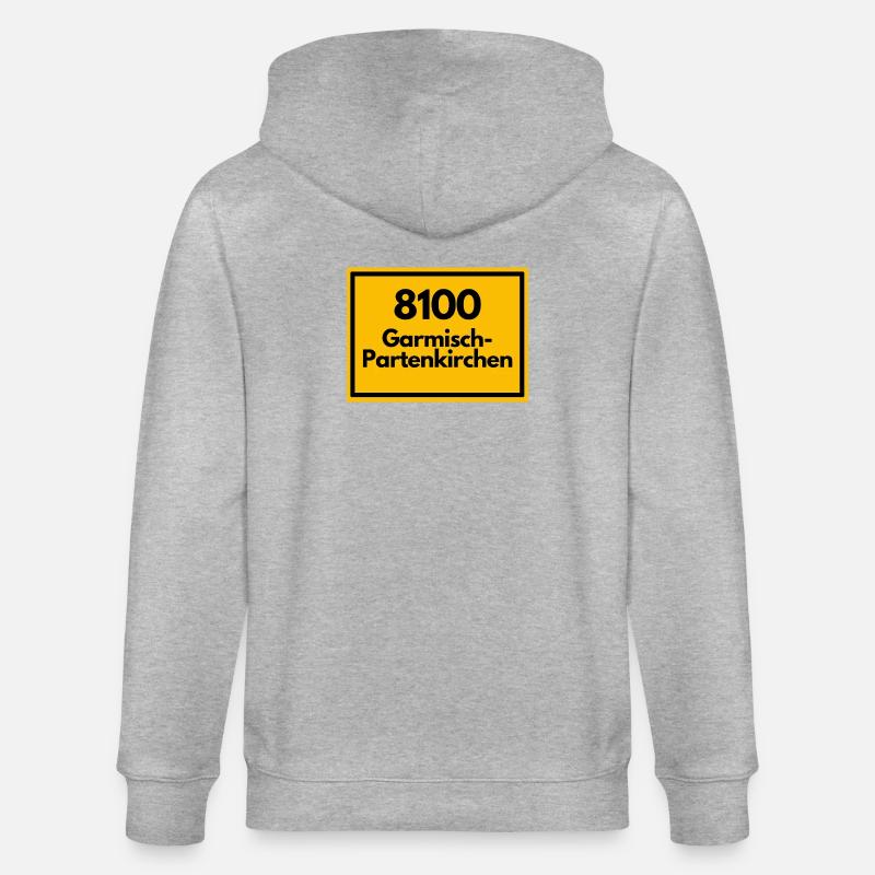 ANCIEN CODE POSTAL 8100 GARMISCH-PARTENKIRCHEN - Veste à capuche bio CULTIVATOR Stanley/Stella Unisexe - gris chiné
