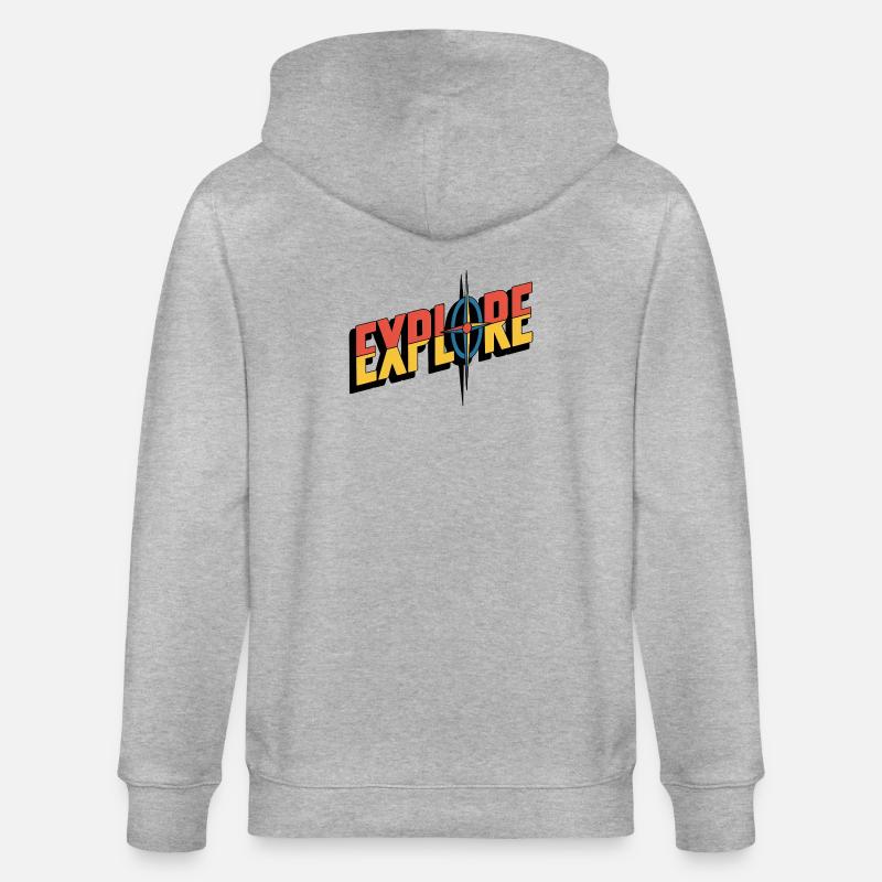 EXPLORE Kompass – Abenteuer Logo - Stanley/Stella Unisex Bio-Kapuzenjacke CULTIVATOR  - Grau meliert