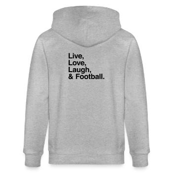 live love laugh and football - Stanley/Stella Unisex Bio-Kapuzenjacke CULTIVATOR  - Grau meliert - Hinten - Luana (180cm)