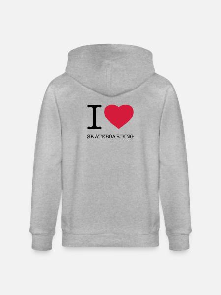 I LOVE SKATEBOARDING Skateboard - Stanley/Stella CULTIVATOR  Unisex Organic Hooded Jacket - heather grey