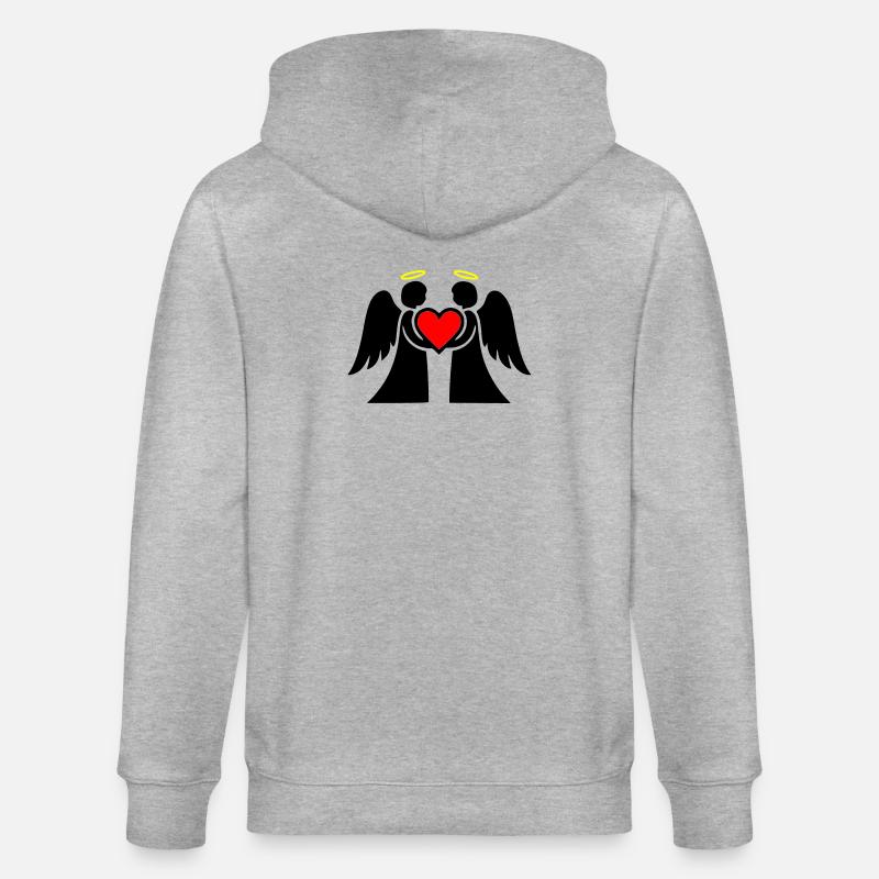 Engel Paar mit Herz Piktogramm - Stanley/Stella Unisex Bio-Kapuzenjacke CULTIVATOR - Grau meliert