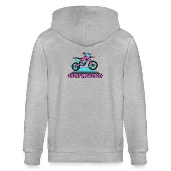 Silent But Deadly 80s Electric Dirt Bike - Stanley/Stella CULTIVATOR  Unisex Organic Hooded Jacket - heather grey - Back - Luana (180cm)