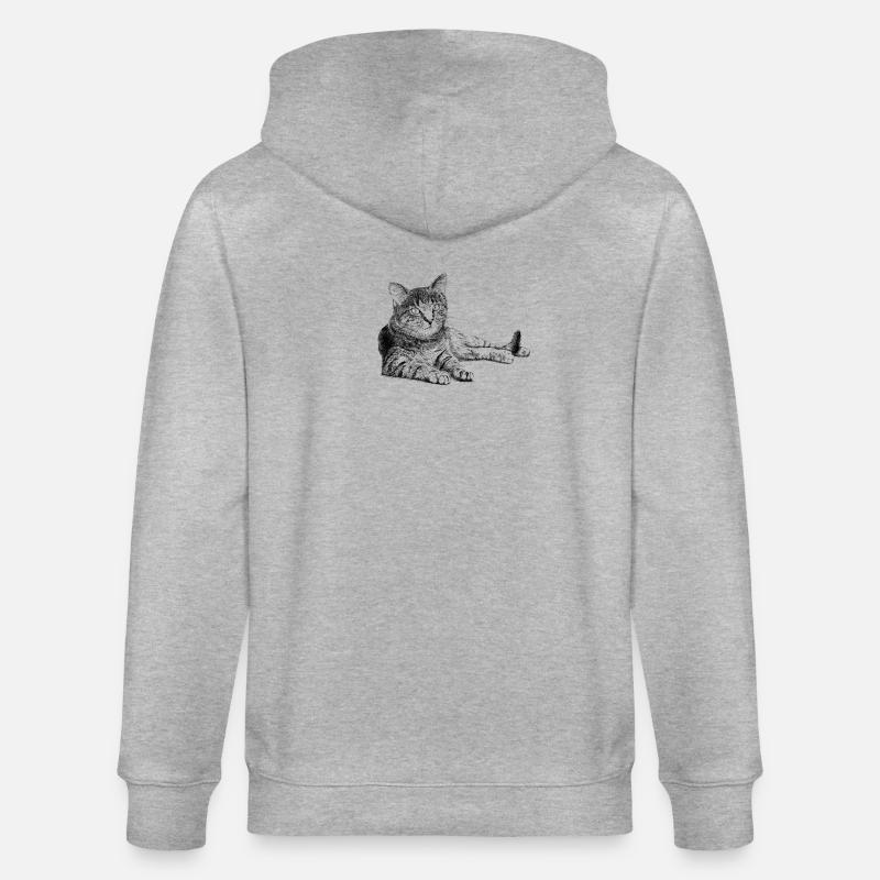 Katze - Stanley/Stella Unisex Bio-Kapuzenjacke CULTIVATOR  - Grau meliert