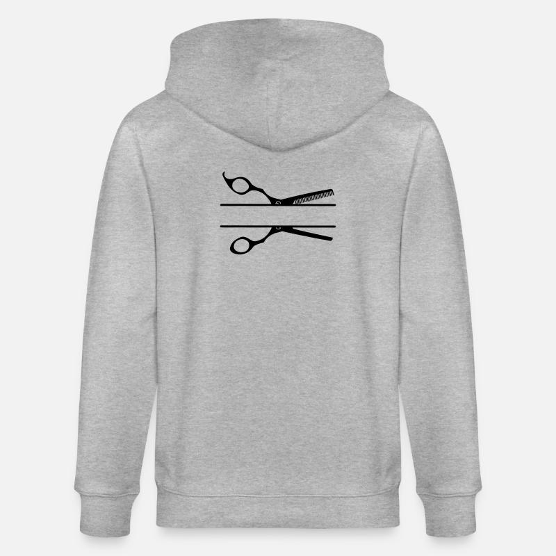 Bannière texte logo coiffeur peigne ciseaux - Veste à capuche bio CULTIVATOR Stanley/Stella Unisexe - gris chiné