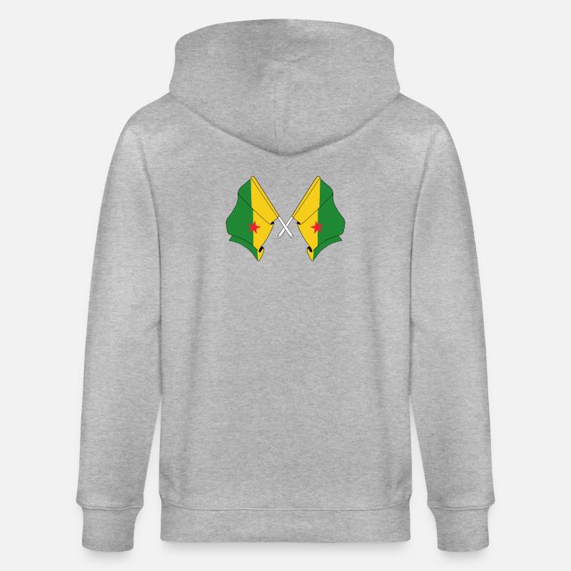 Deux drapeaux croisés de la Guyane - Veste à capuche bio CULTIVATOR Stanley/Stella Unisexe - gris chiné