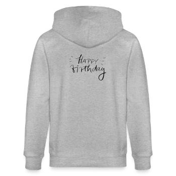 Happy Birthday - Stanley/Stella Unisex Bio-Kapuzenjacke CULTIVATOR  - Grau meliert - Hinten - Luana (180cm)